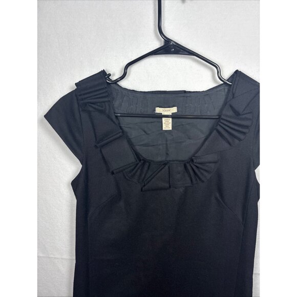 J.Crew Black Ruffle Neck Wool Dress Size 4 Made In China wool - Picture 5 of 8
